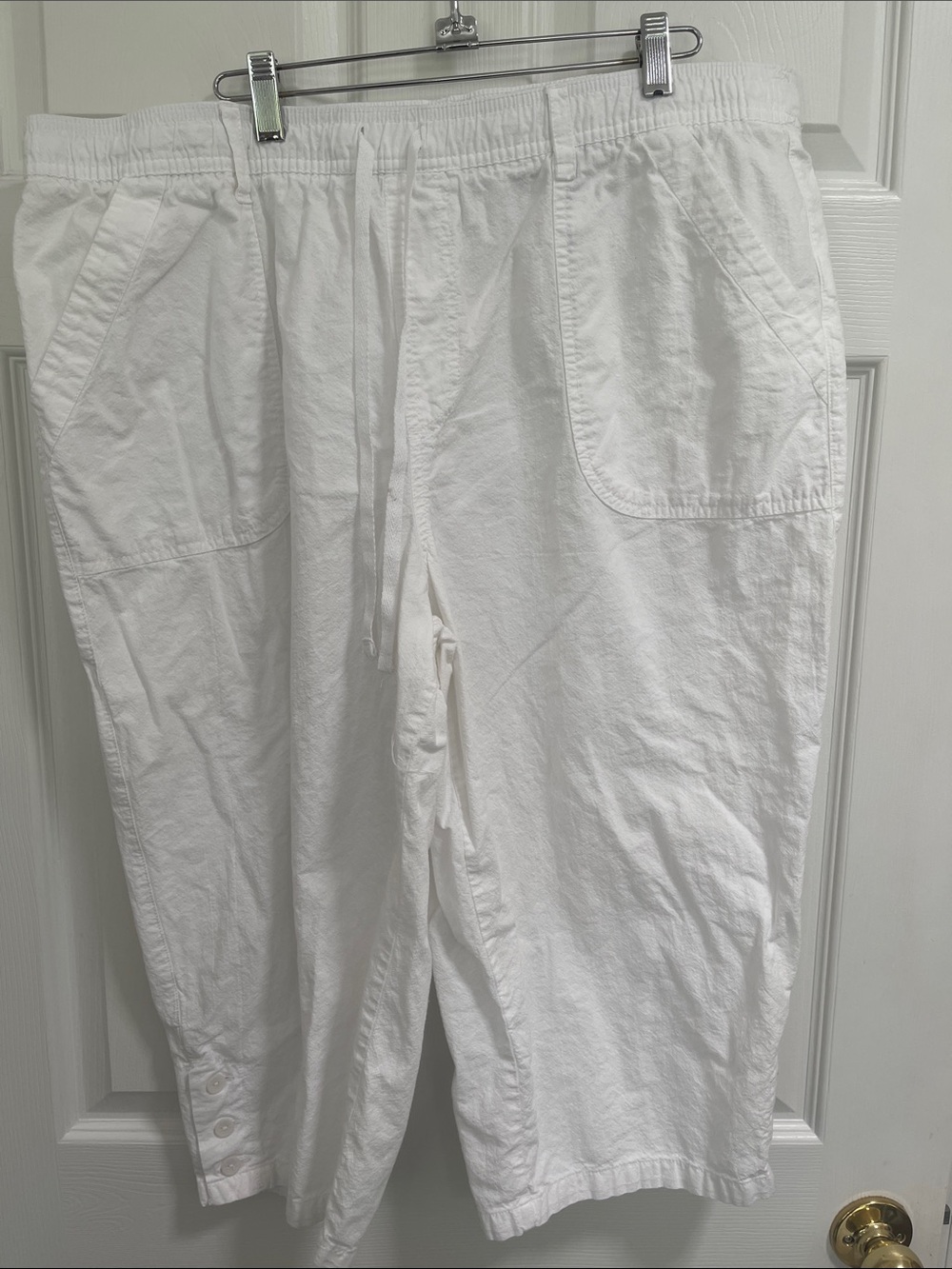 Kim Rogers White Drawstring Elastic Waist Joggers